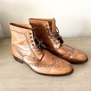 Fratelli Rossetti Italy Leather Wingtip Boots in Light Brown - Size 10